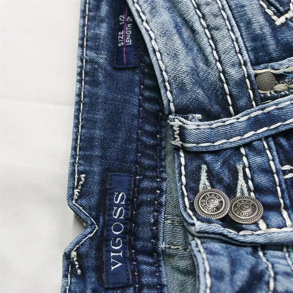 Vigoss 1 / 2 x‎ 21 Dallas Capri Raw Hem Light Stretch Denim Womens Jeans